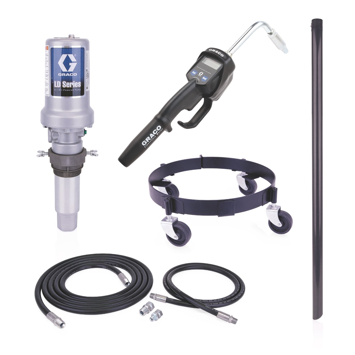 GRACO LD Series 3:1 Mobile 16 Gallon Oil Pump Package - Manual Meter, Rigid Extension, NPT (Part No. 25C551)