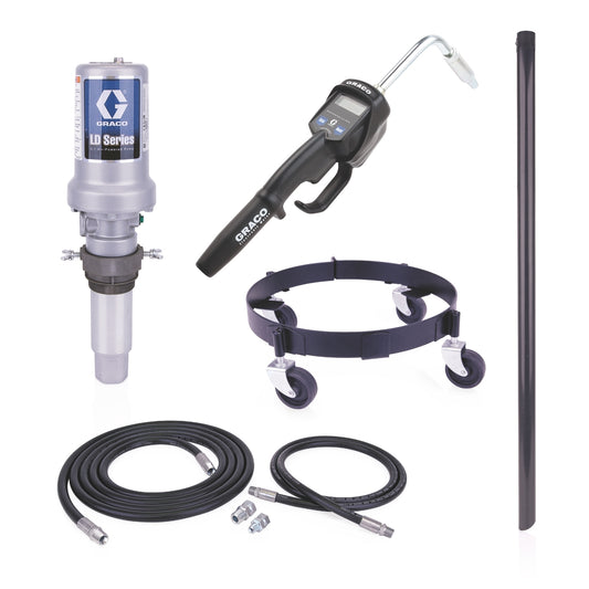 GRACO LD Series 3:1 Mobile 16 Gallon Oil Pump Package - Manual Meter, Rigid Extension, NPT (Part No. 25C551)