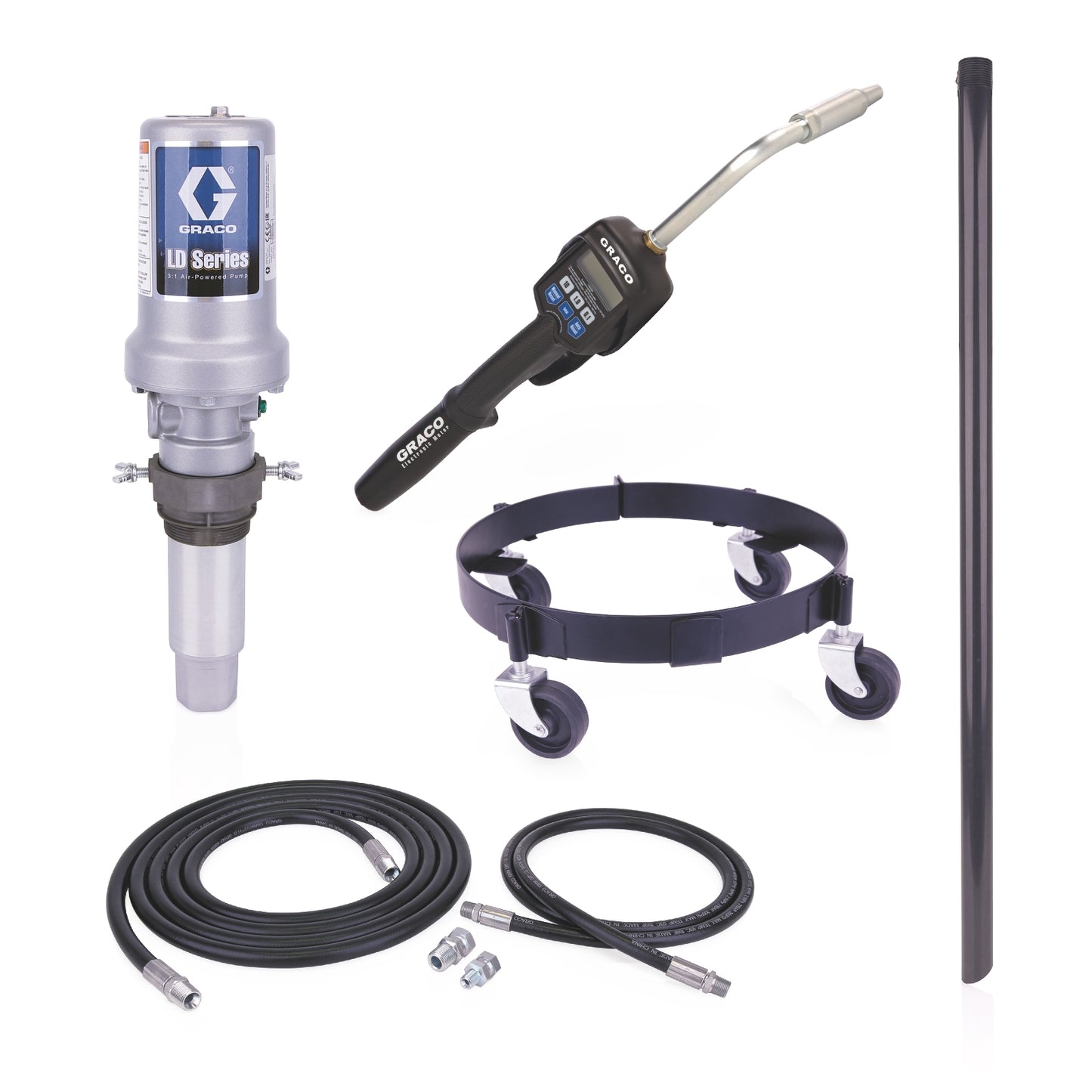 GRACO LD Series 3:1 Mobile 16 Gallon Oil Pump Package - Preset Meter, Rigid Extension, NPT (Part No. 25C553)