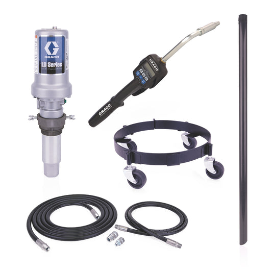 GRACO LD Series 3:1 Mobile 16 Gallon Oil Pump Package - Preset Meter, Rigid Extension, NPT (Part No. 25C553)