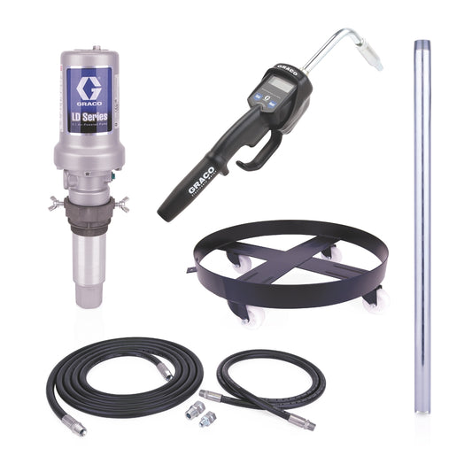 GRACO LD Series 5:1 Mobile 55 Gallon Oil Pump Package - Manual Meter, Rigid Extension, NPT (Part No. 25C554)
