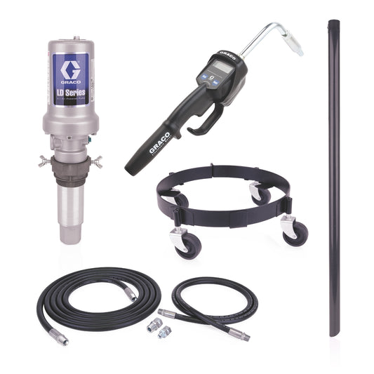 GRACO LD Series 5:1 Mobile 16 Gallon Oil Pump Package – Manual Meter, Rigid Extension, NPT (Part No. 25C555)
