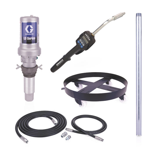 GRACO LD Series 5:1 Mobile 55 Gallon Oil Pump Package - Preset Meter, Rigid Extension, NPT (Part No. 25C556)