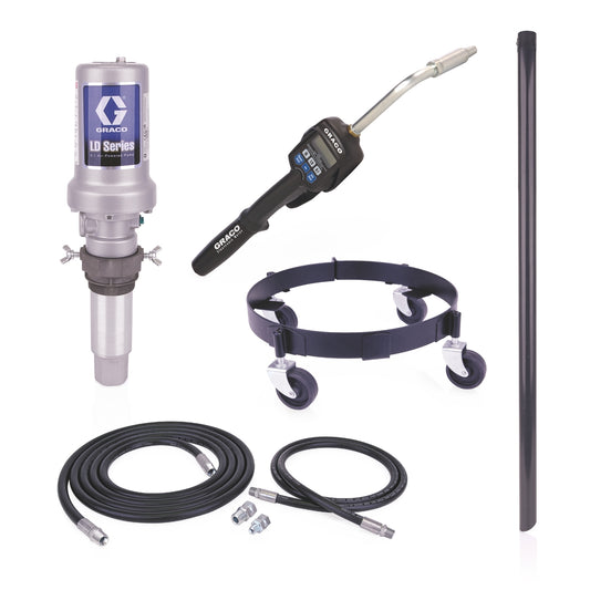 GRACO LD Series 5:1 Mobile 16 Gallon Oil Pump Package - Preset Meter, Rigid Extension, NPT (Part No. 25C557)