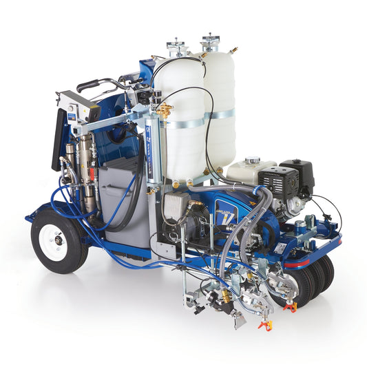 GRACO LineLazer V 250SPS HP Reflective Series Self-Propelled Gas Hydraulic Airless Line Striper, 2 Auto Guns, 2 Tanks, LazerGuide 3000 (Part No. 25D340)