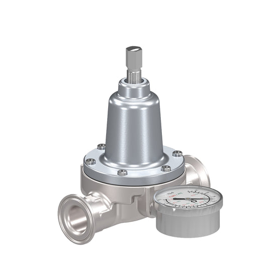 GRACO Low Shear Fluid Back Pressure Regulator, 300 Max psi, 10 gpm Max flow rate, SST, Mechanical, high wear, sanitary inlet/outlet (Part No. 25R488)