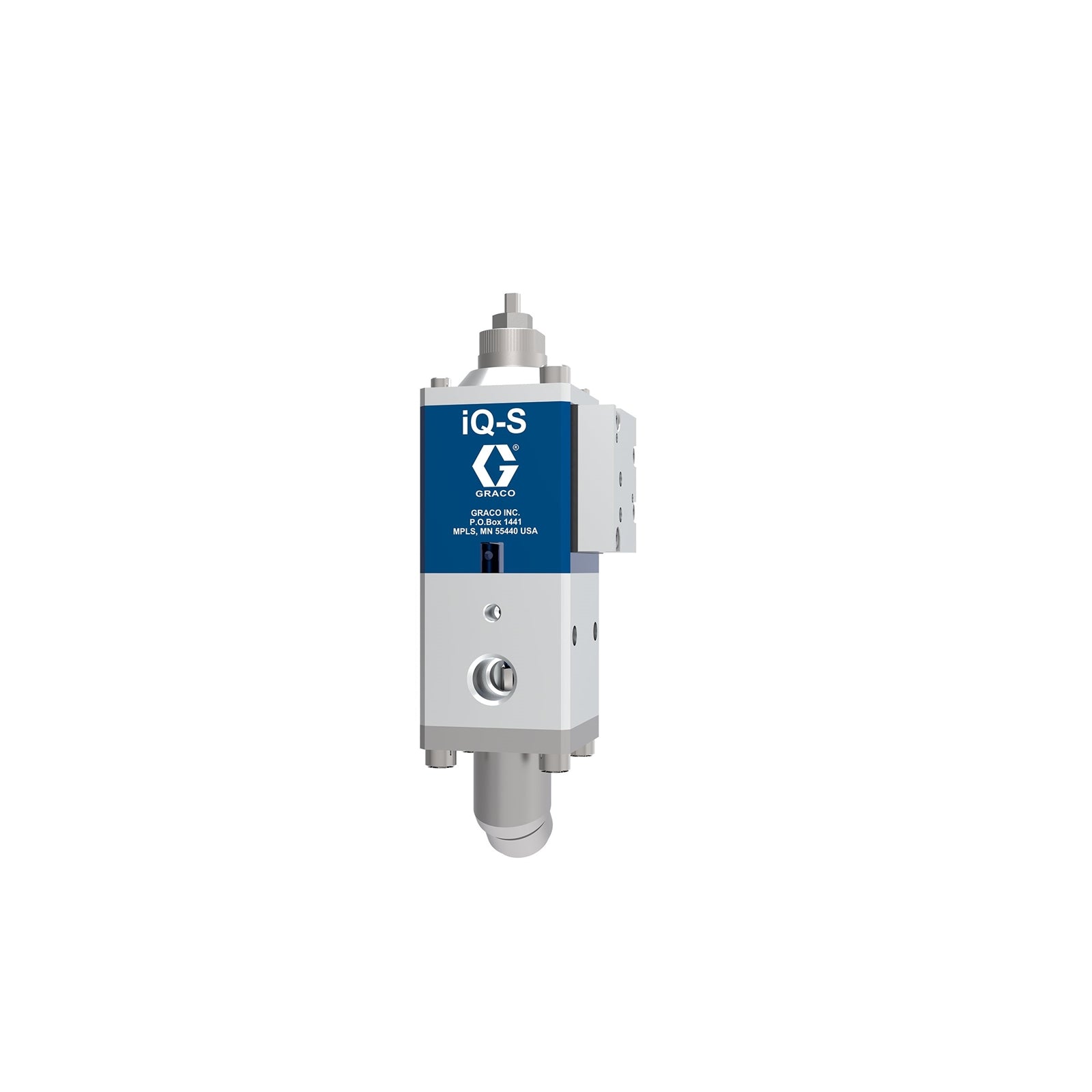 GRACO iQ Dispense Valve, Snuff Back, Ambient, NPT Tip, 45° Outlet, 0in (000mm) Nozzle, Remote Mount Solenoid (Part No. 26B491)
