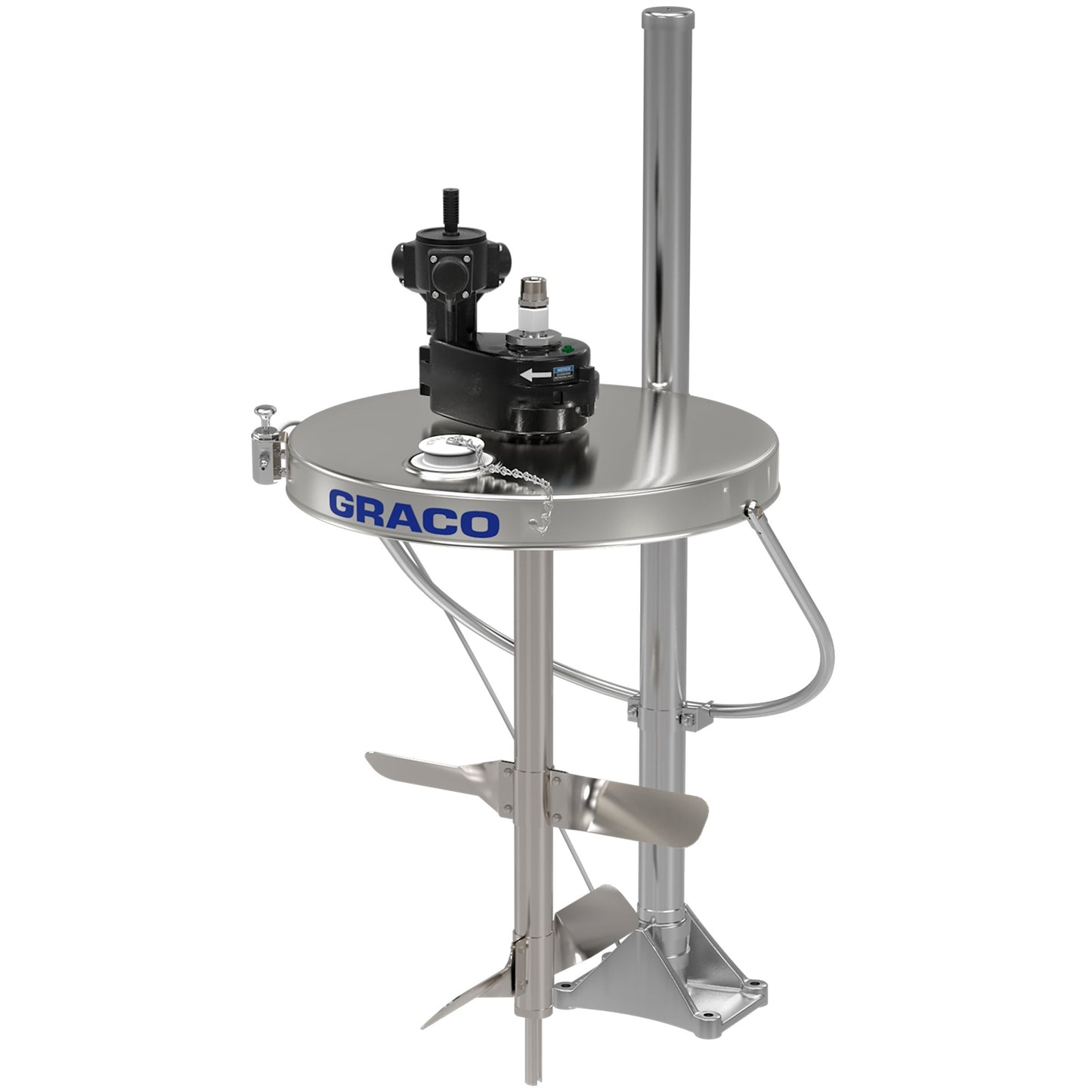 GRACO Back-Geared Radial Piston Agitator, Heavy Duty, with Elevator, Drum Cover and Siphon Kit (Part No. 26B633)