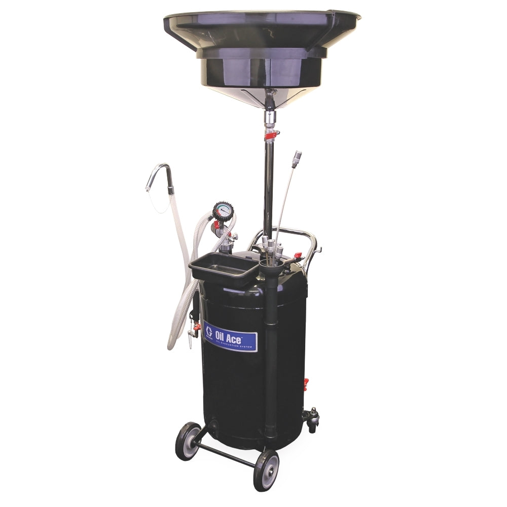GRACO Waste Oil Evacuation System with 24 gal (90 l) Steel Tank, Suction Probes, Sight Glass, Oil Drain Funnel and Adapters (Part No. 26C063)