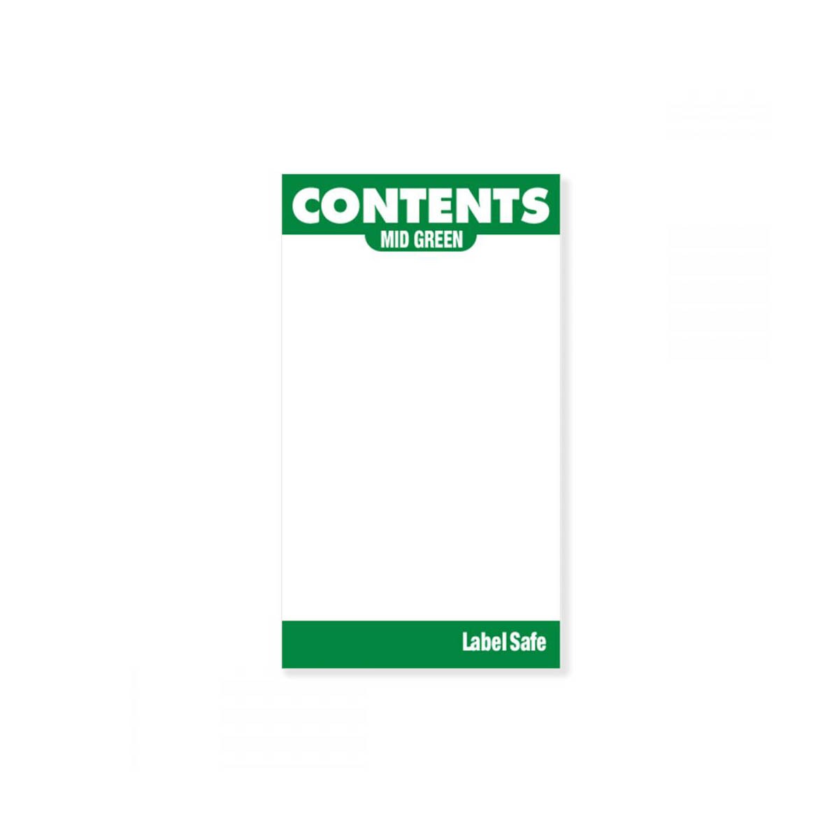 OilSafe® Content Label – Water Resistant – 2" × 3.5" – Mid Green (SKU: 280005)
