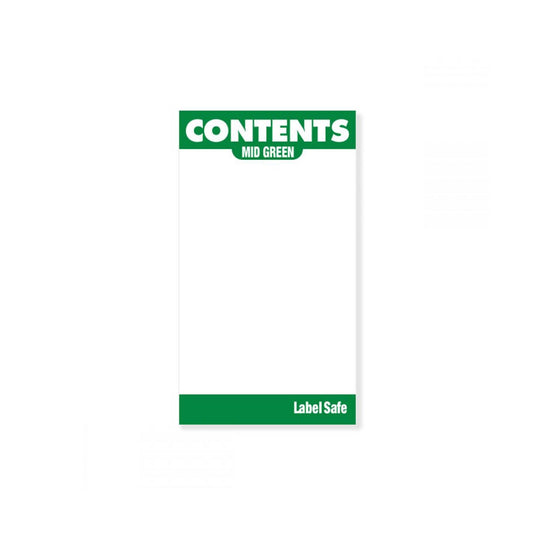 OilSafe® Content Label – Water Resistant – 2" × 3.5" – Mid Green (SKU: 280005)