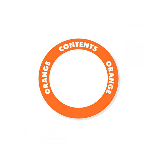 OilSafe® Content Label – Water Resistant – 2" Circle – Orange (SKU: 280506)