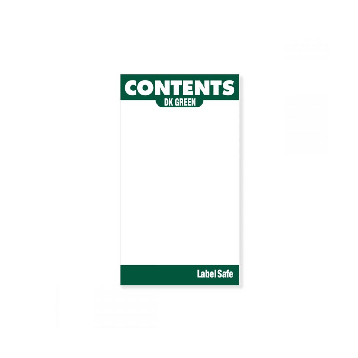 OilSafe® Content Label – Adhesive – 2" x 3.5" – Dark Green (SKU: 282103)