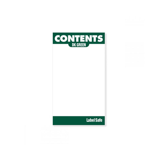 OilSafe® Content Label – Adhesive – 2" x 3.5" – Dark Green (SKU: 282103)