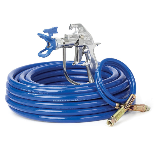 GRACO Silver Plus Airless Spray Gun Kit with RAC X LTX 517, BlueMax II Airless Hose 1/4 in x 50 ft, BlueMax II Airless Whip Hose 3/16 in x 3 ft (Part No. 287041)
