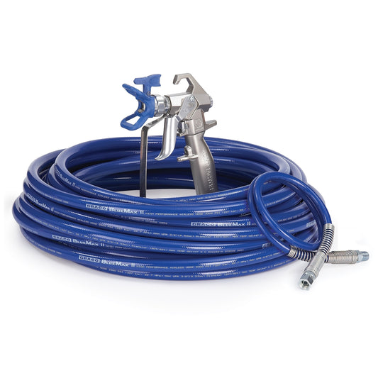 GRACO Contractor Airless Spray Gun, RAC X LTX 517, BlueMax II Airless Hose 3/8 in x 50 ft, BlueMax II Airless Whip Hose 3/16 in x 3 ft (Part No. 288490)