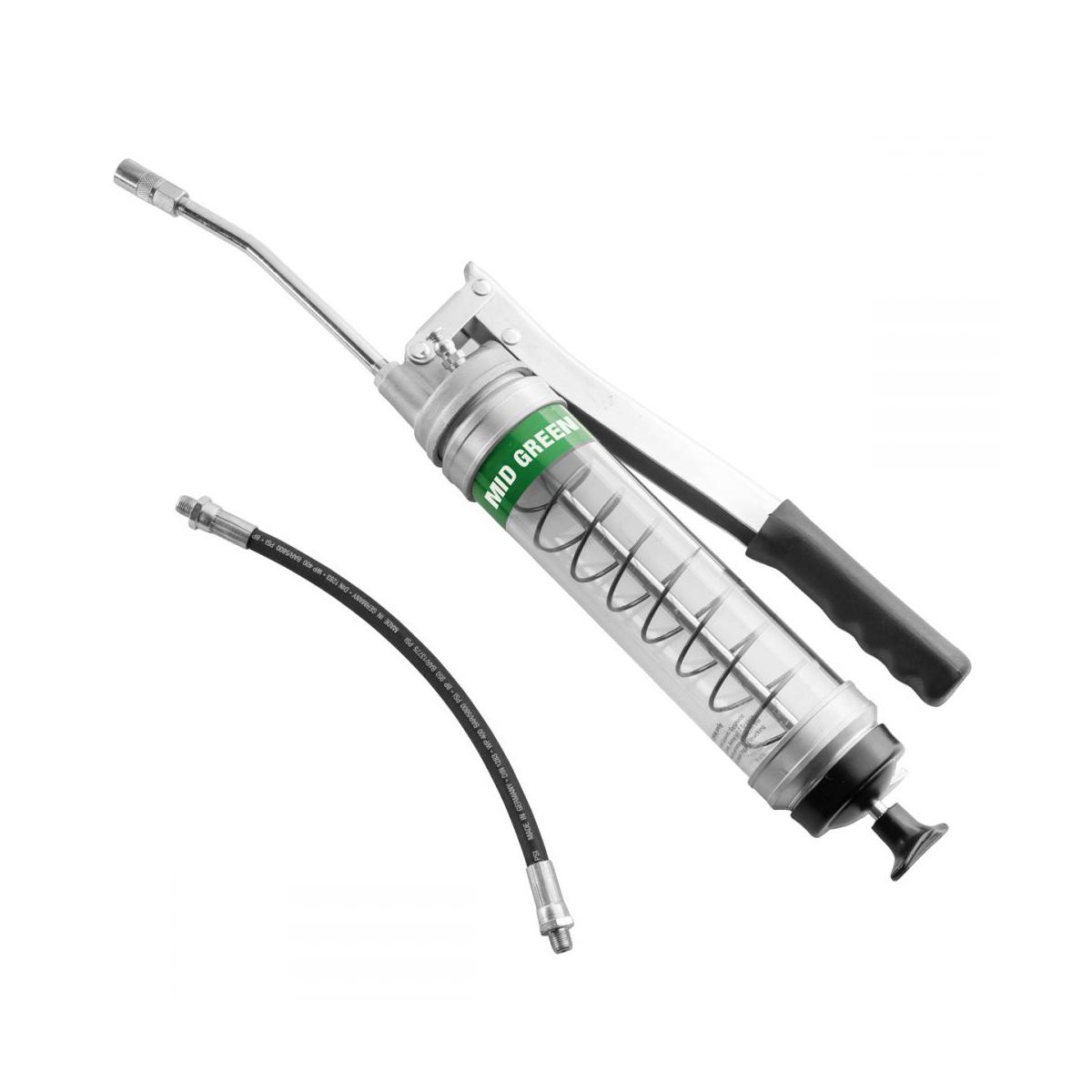 OilSafe® Lever Grease Gun - Heavy Duty - Clear - Mid Green (SKU: 330505)