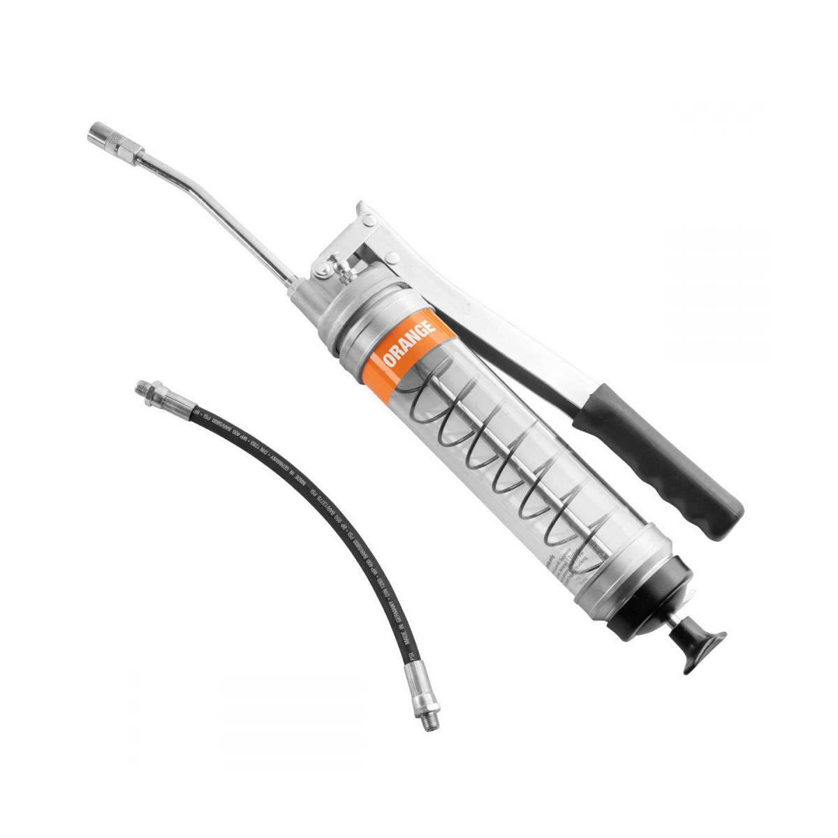 OilSafe® Lever Grease Gun - Heavy Duty - Clear - Orange (SKU: 330506)