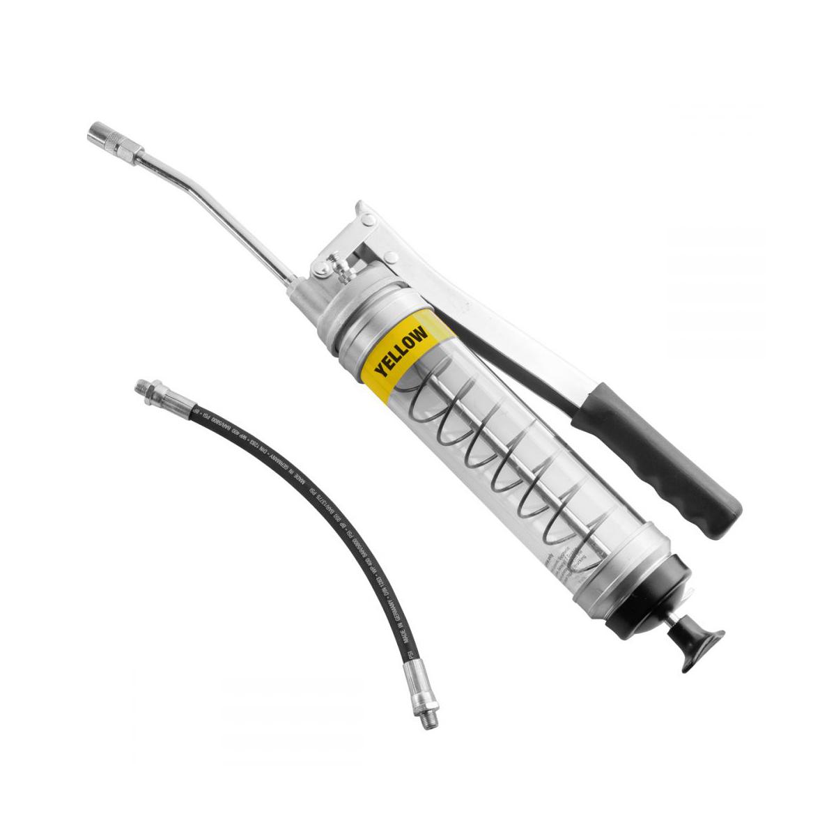 OilSafe® Lever Grease Gun - Heavy Duty - Clear - Yellow (SKU: 330509)