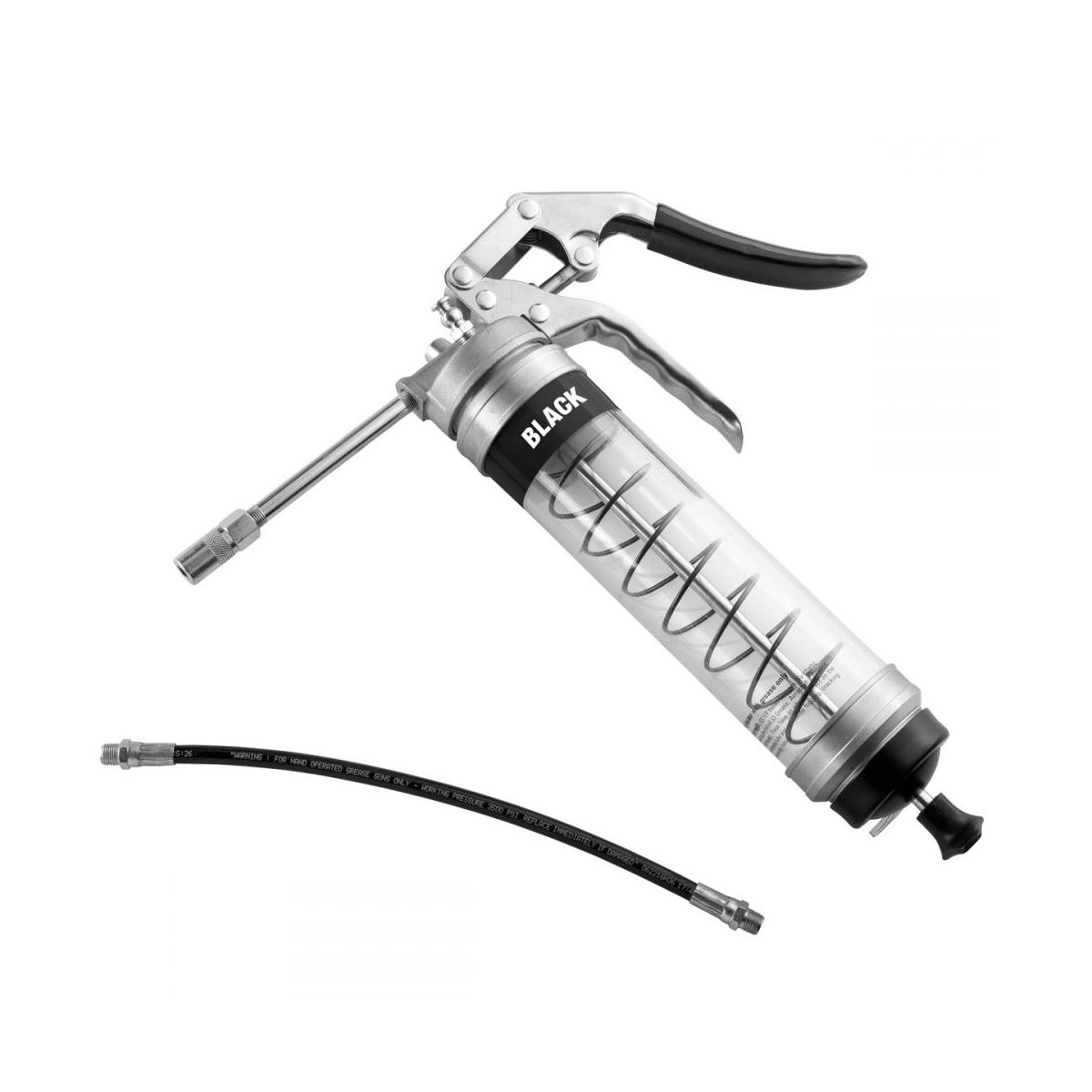 OilSafe® Pistol Grip Grease Gun - Clear - Black (SKU: 330801)