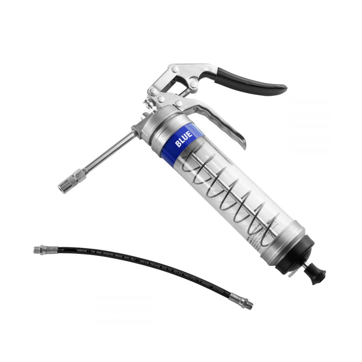 OilSafe® Pistol Grip Grease Gun - Clear - Blue (SKU: 330802)