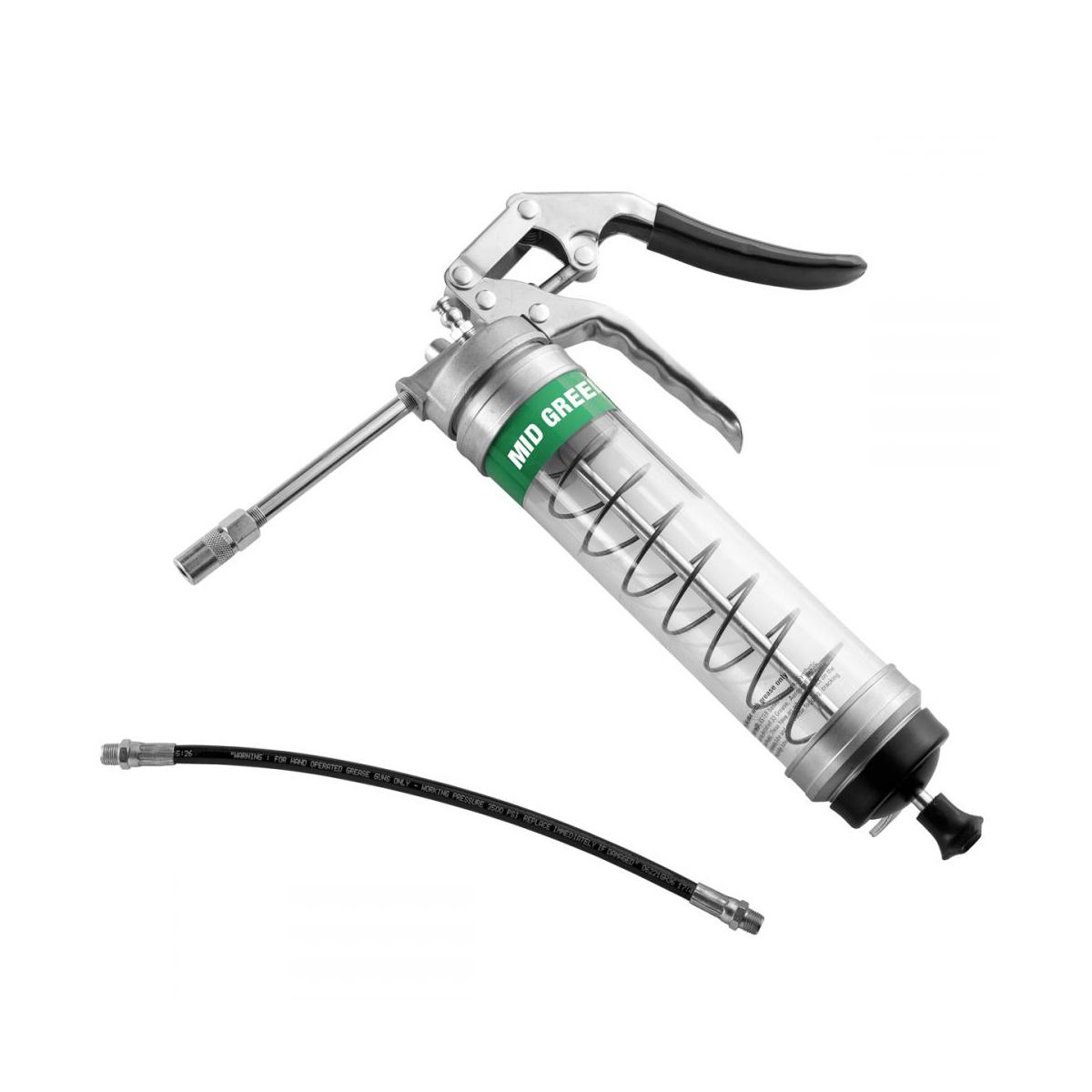 OilSafe® Pistol Grip Grease Gun - Clear - Mid Green (SKU: 330805)