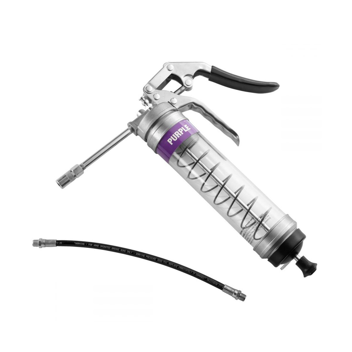 OilSafe® Pistol Grip Grease Gun - Clear - Purple (SKU: 330807)