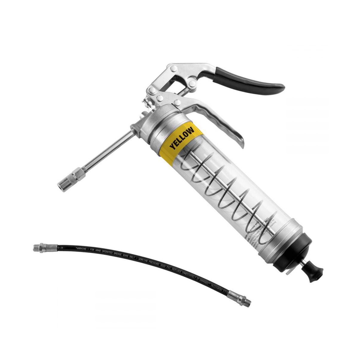 OilSafe® Pistol Grip Grease Gun - Clear - Yellow (SKU: 330809)