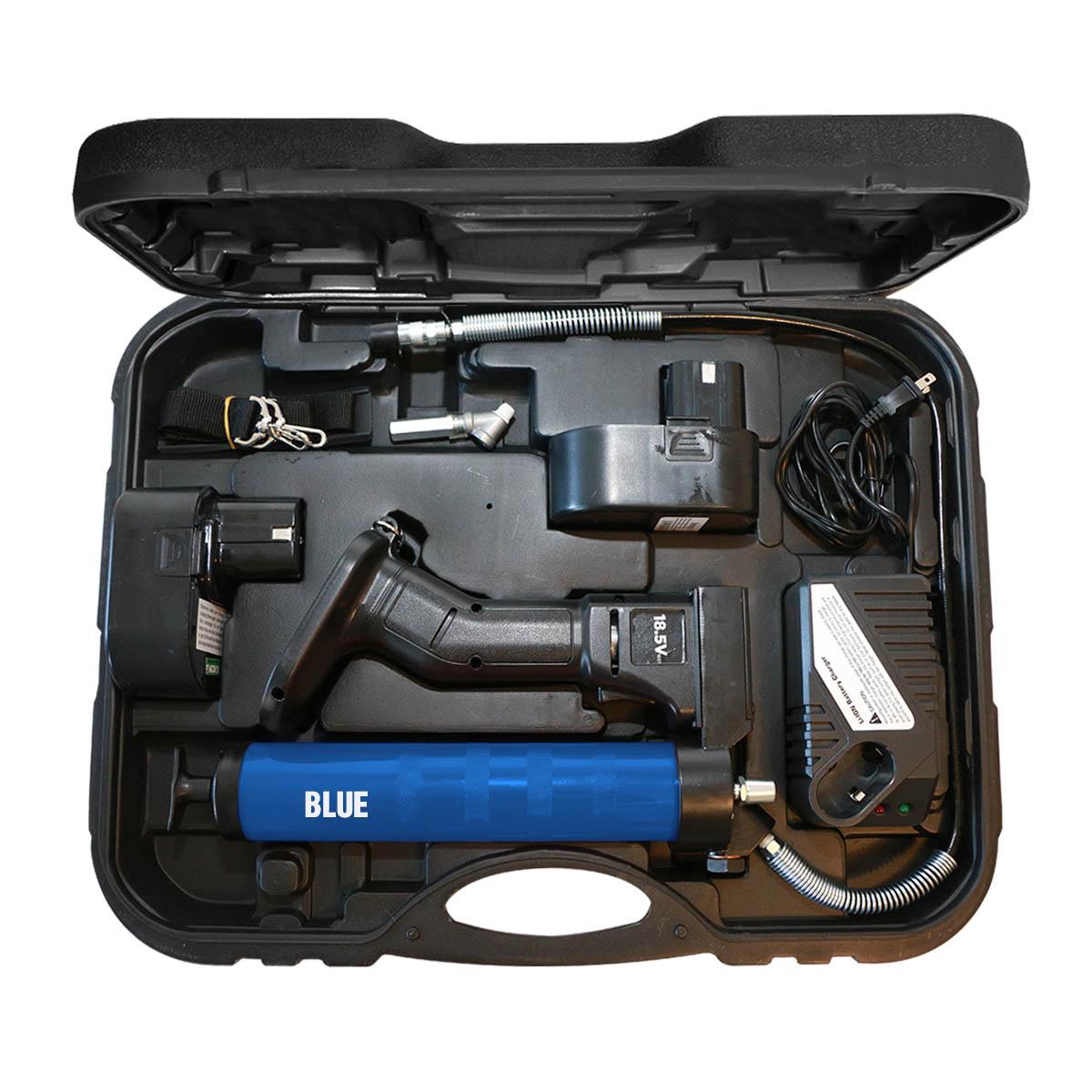 OilSafe® Battery Power HP Steel GG - Blue Includes Case, 2 Batteries, 1 Charger, Swivel Coupler (SKU: 350102)