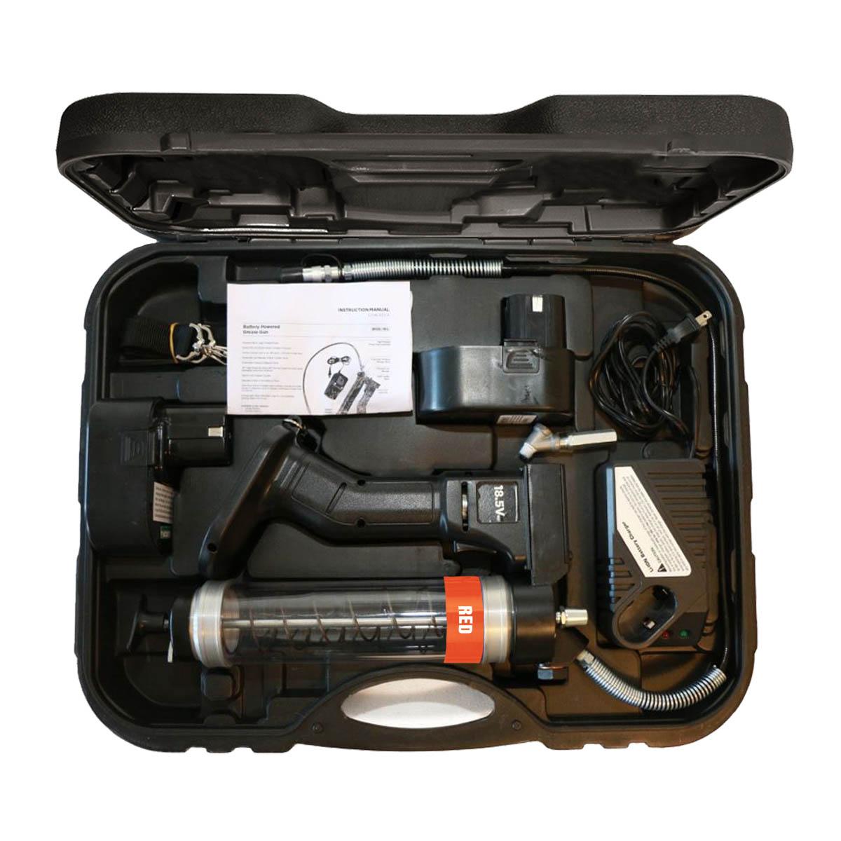 OilSafe® Battery Power HP GG Clear - Red Includes Case, 2 Batteries, 1 Charger, Swivel Coupler (SKU: 350308)