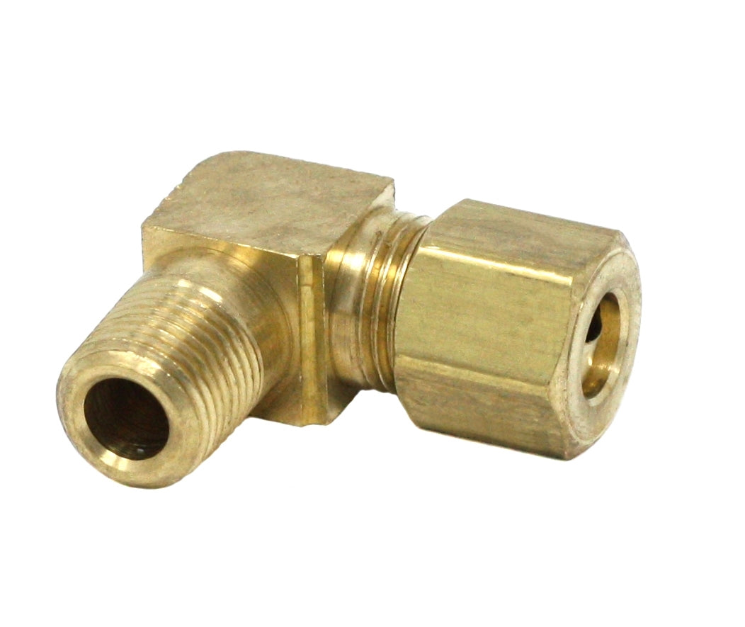 GRACO Male Elbow Pipe Fitting - 1/4 inch (6.4 mm) Tube x 1/8 inch (3.2 mm) Male, Brass (Part No. 556634)