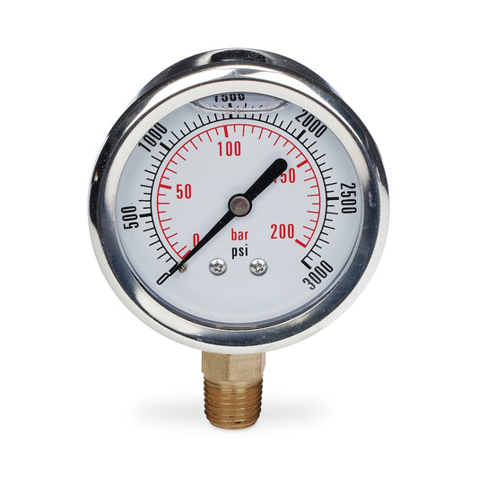 GRACO Pressure Gauge, Bottom-Mounted, 0-3000 psi, 2 1/2 in. Dial Diameter (Part No. 557713)