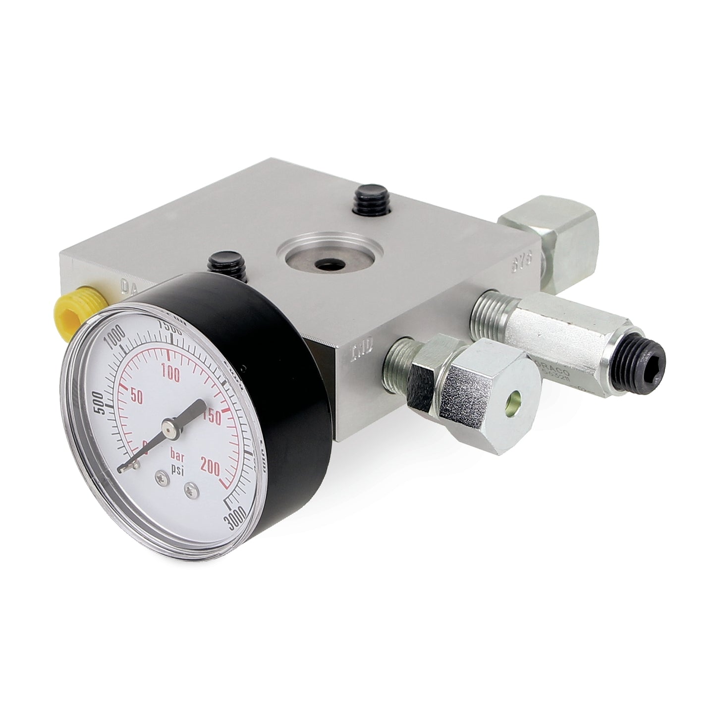 GRACO Pump-to-Reservoir Manifold for Modu-Flo Pumps, NPT, Dry Gauge, Fill Check, Outlet Check, Blowout (Part No. 563324)