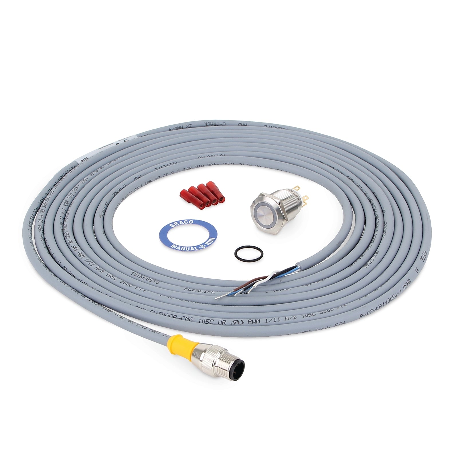 GRACO Remote Manual Monitoring Light Run Kit–24 VDC, 90-240 VAC, includes 16 foot M12 cable (Part No. 571033)