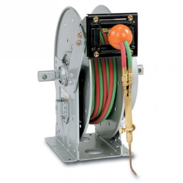 Hannay Reel N416-19-20-8J | Hose & Cable Reel | 1/2" Viton Seals, 3/8" X 50' Twin Grade T Hose, Spec Roller Position – Durable Oxygen Service Reel