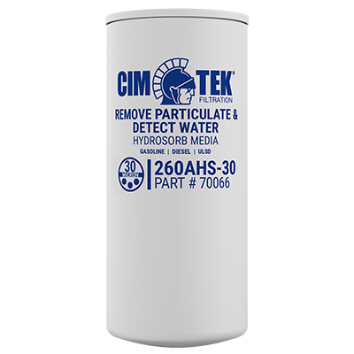 30 Micron Hydrosorb Water Detection Particulate Fuel Filter for Gasoline, Ethanol Blends, Diesel – High-Flow Commercial Series – Cim-Tek 260AHS-30 –  (SKU: 70066) - Innoflo Solutions Inc.