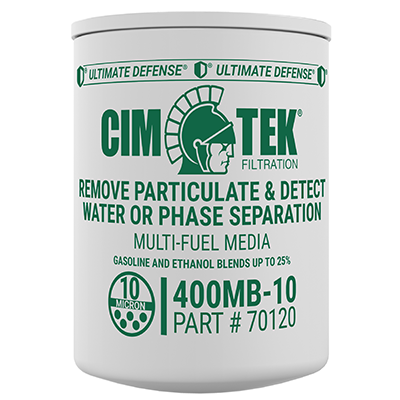 10 Micron Multi-Fuel Particulate and Phase Separation Water Detection Fuel Filter for Gasoline, Ethanol Blends, Diesel – High-Flow Commercial Series – Cim-Tek 400MB-10 –  (SKU: 70120) - Innoflo Solutions Inc.