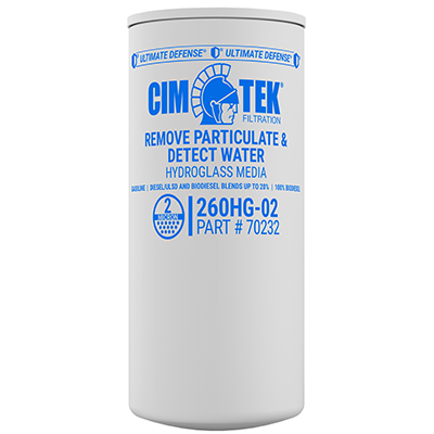 2 Micron Hydroglass Water Detection Particulate Fuel Filter for Gasoline, Ethanol Blends, Diesel, Biodiesel – High-Flow Commercial Series – Cim-Tek 260HG-02 –  (SKU: 70232) - Innoflo Solutions Inc.