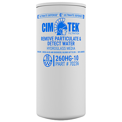 10 Micron Hydroglass Hydrosorbent Fuel Filter Element for Gasoline, Ethanol Blends, Diesel – High-Flow Commercial Series – Cim-Tek 260HG-10 –  (SKU: 70236) - Innoflo Solutions Inc.