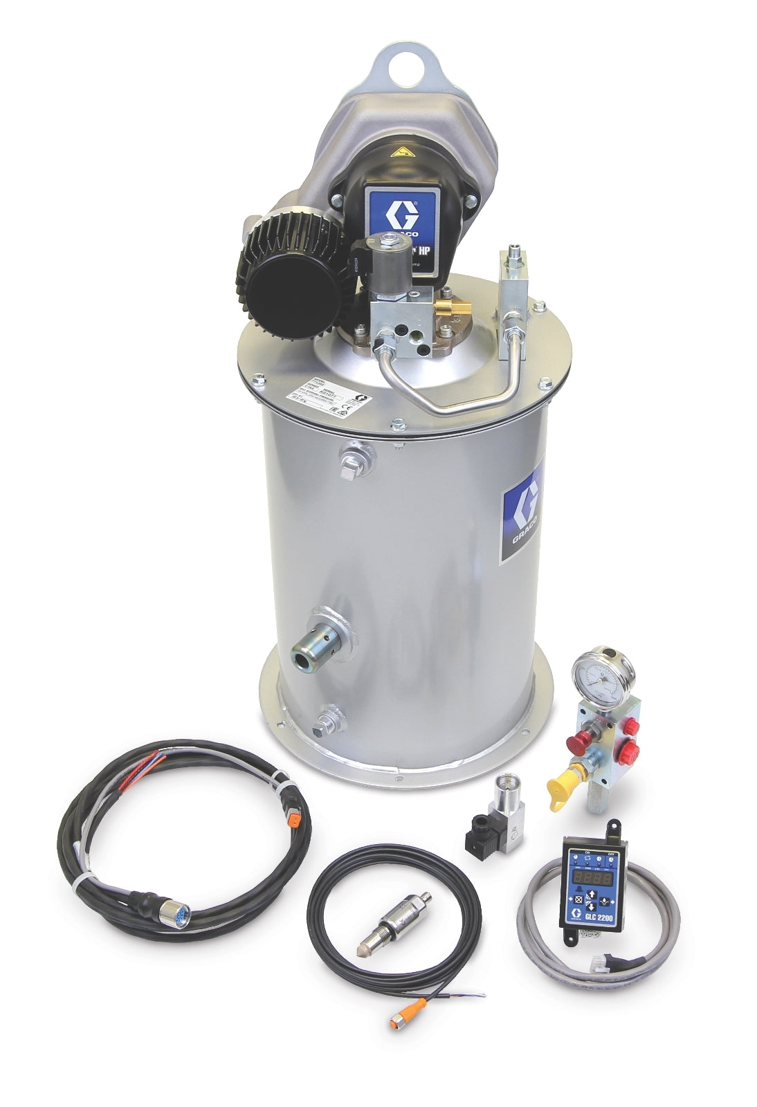 GRACO Dyna-Star® 24 VDC HP Pump with Auto-Fill Shut Off, Low Level Monitor, GLC 2200 Controller, Wiring Harness, Cables, Pressure Switch, Remote Fill Manifold for 60 lb (27 kg) (Part No. 77X960)