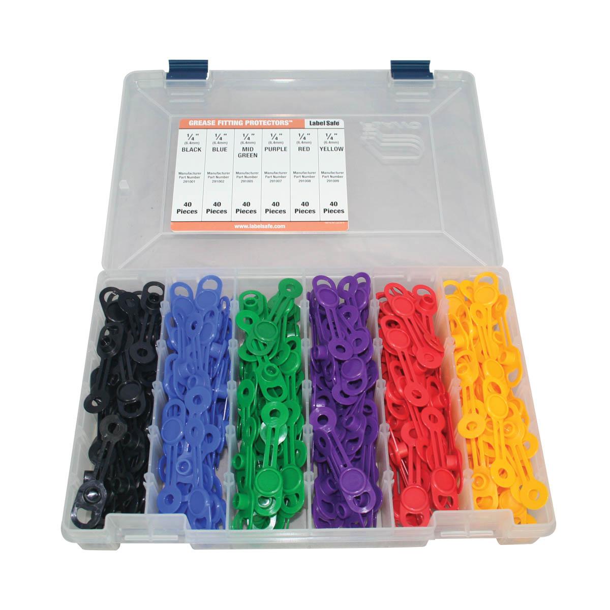 OilSafe® Grease Fitting Protector Kit – 1/4" (6.4mm) 6 Color – 240pc (SKU: 900921)