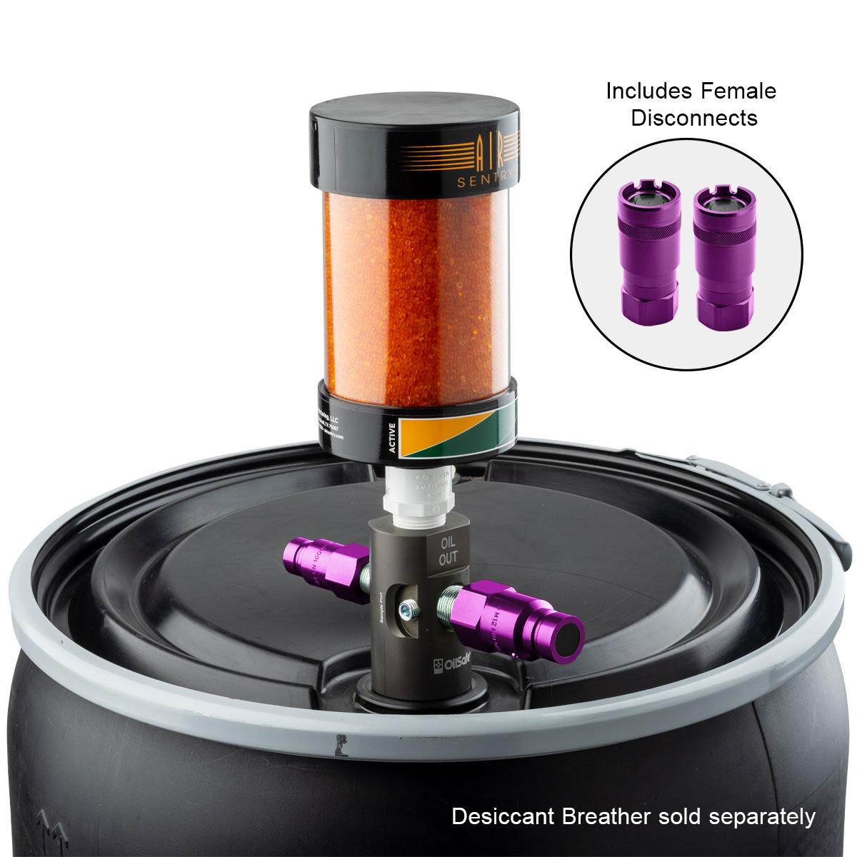 OilSafe® Drum Adapter – Purple Male & Female Disconnects (SKU: 960PLMF)