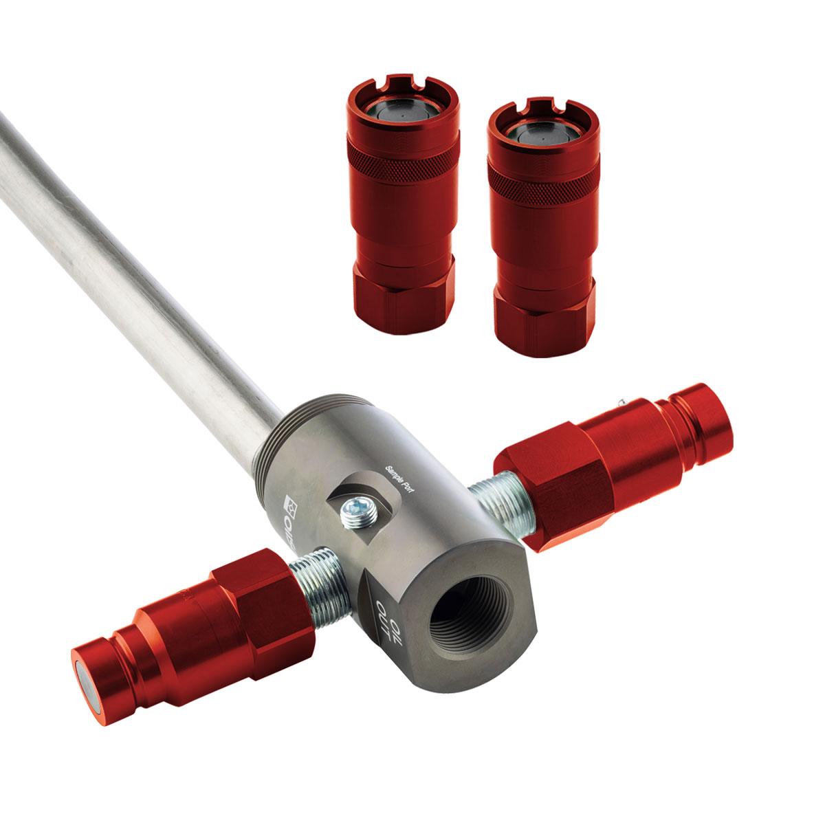 OilSafe® Drum Adapter – Red Male & Female Disconnects (SKU: 960RDMF)