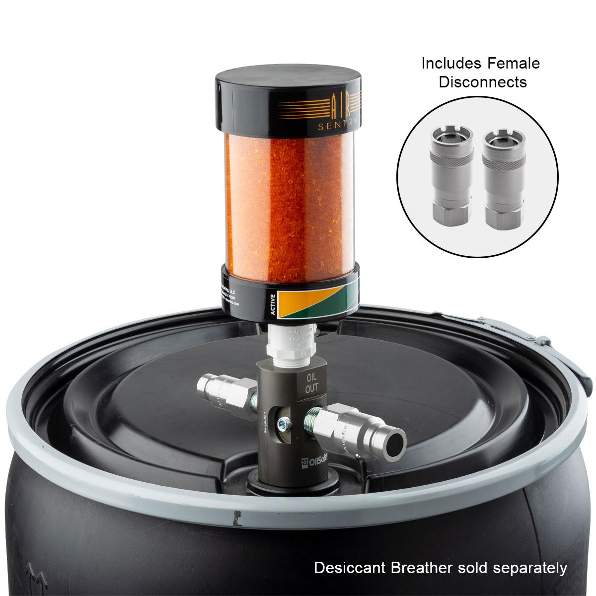 OilSafe® Drum Adapter – Silver Male & Female Disconnects (SKU: 960SLMF)