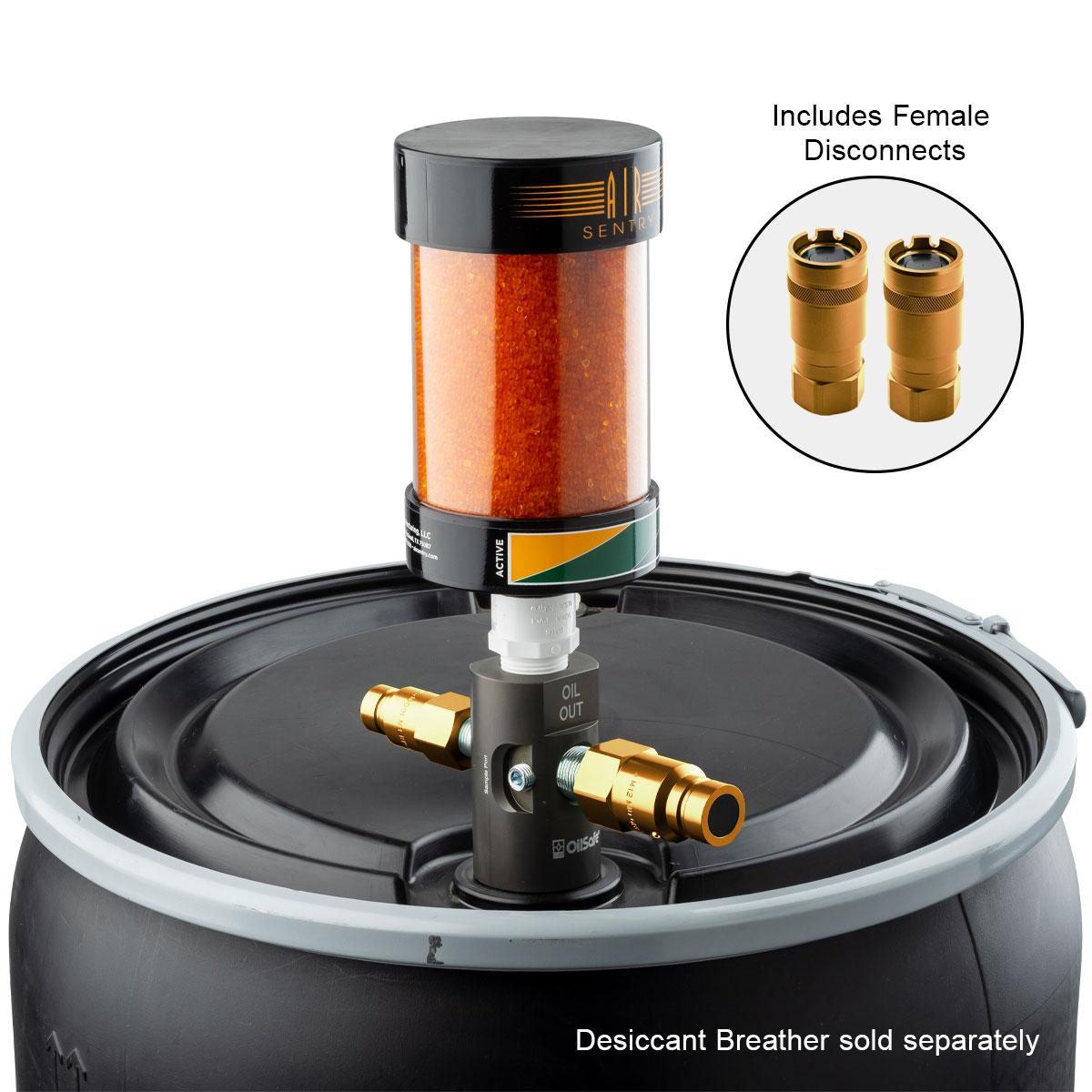 OilSafe® Drum Adapter – Yellow Male & Female Disconnects (SKU: 960YLMF)