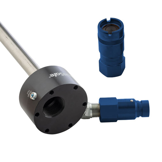 OilSafe® Reservoir Adapter – Blue Male & Female Disconnects (SKU: 961BLMF)