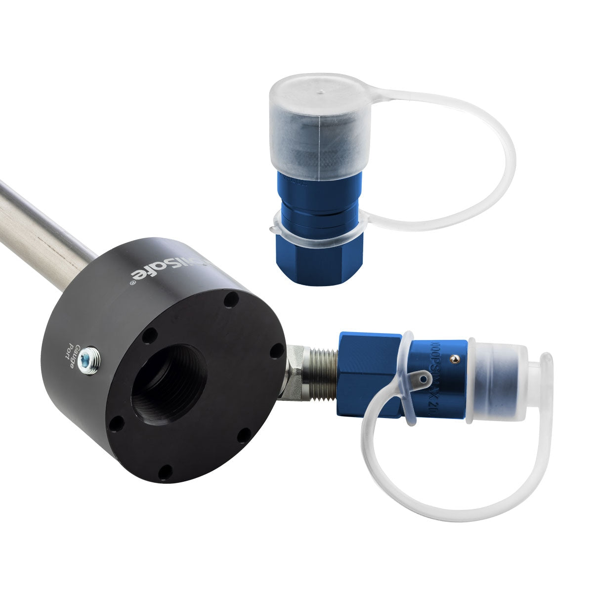 OilSafe® Reservoir Adapter – Blue Male & Female Disconnects (SKU: 961BLMF)