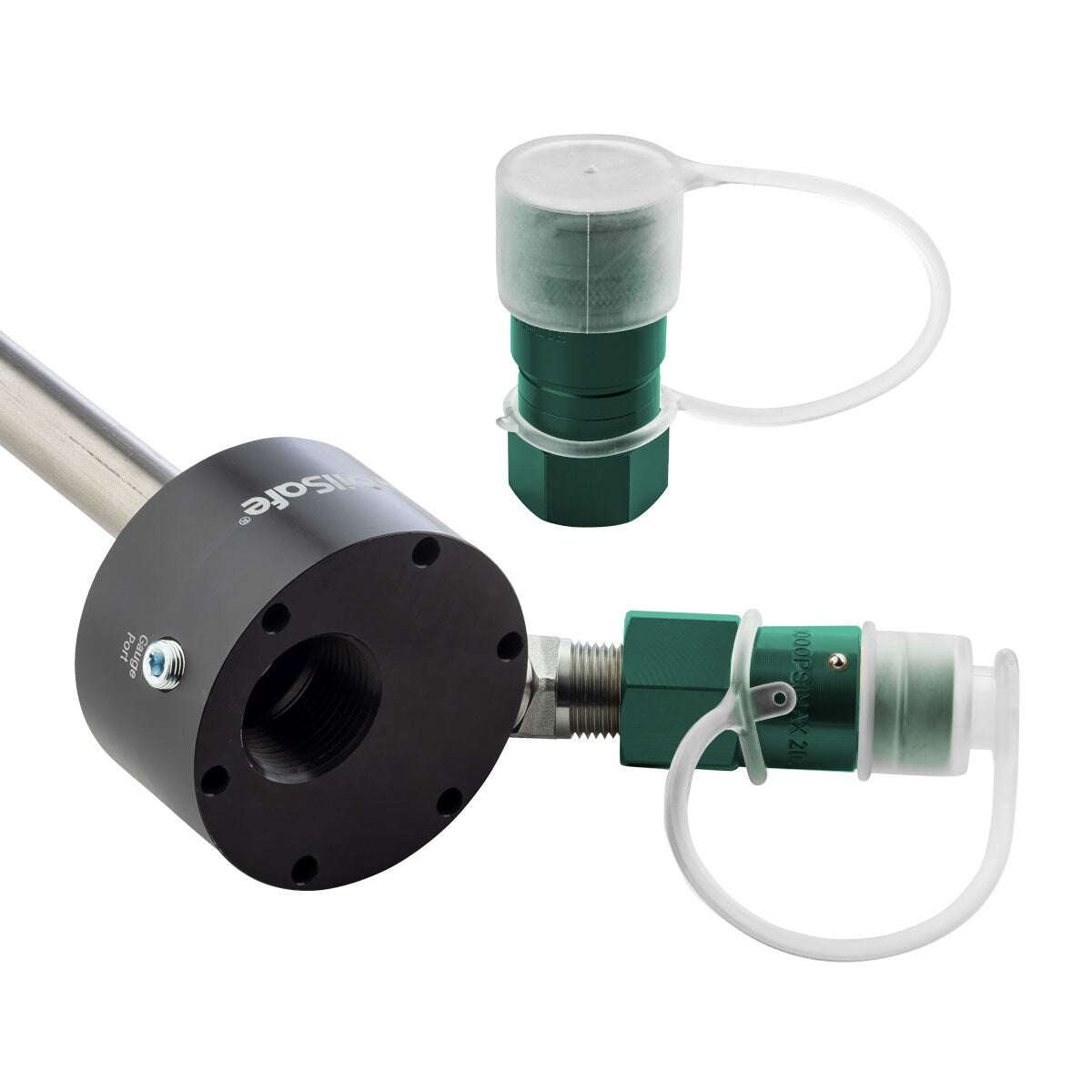 OilSafe® Reservoir Adapter – Dark Green Male & Female Disconnects (SKU: 961DGMF)