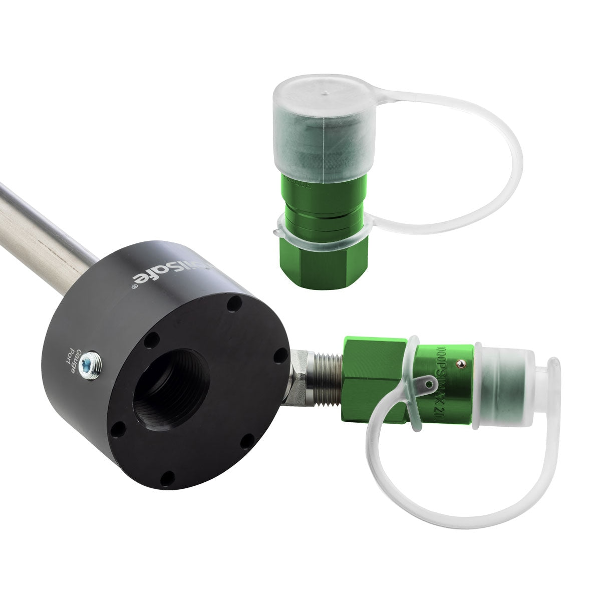 OilSafe® Reservoir Adapter – Mid Green Male & Female Disconnects (SKU: 961MGMF)