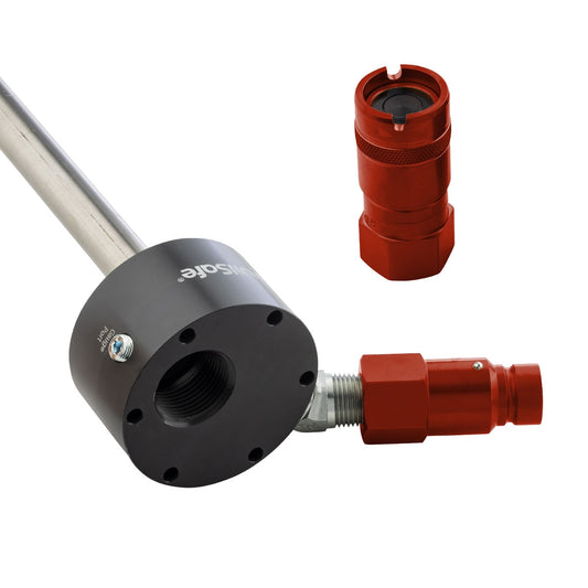 OilSafe® Reservoir Adapter – Red Male & Female Disconnects (SKU: 961RDMF)